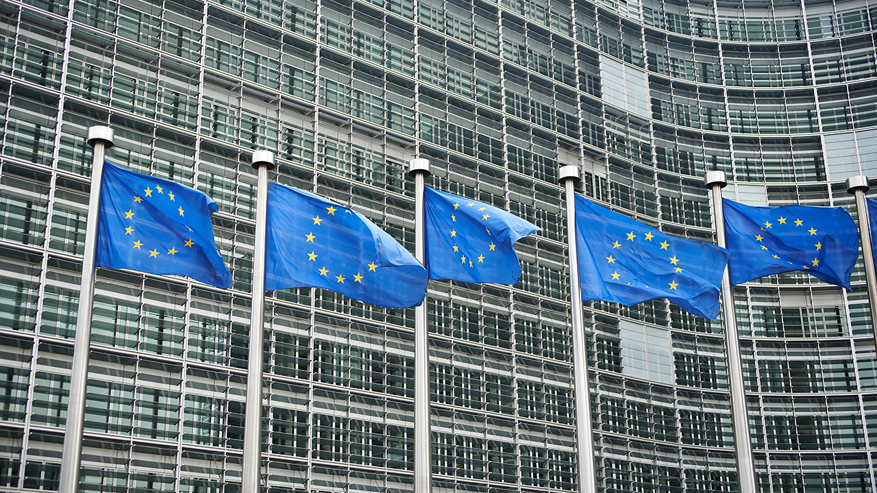 European Union flags in front of European Commission